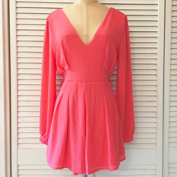 BLK Hanger Dresses & Skirts - Orange Long Sleeve Romper